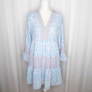 Entro Boho Cottage Core Pastel Tiered Ruffle Dress